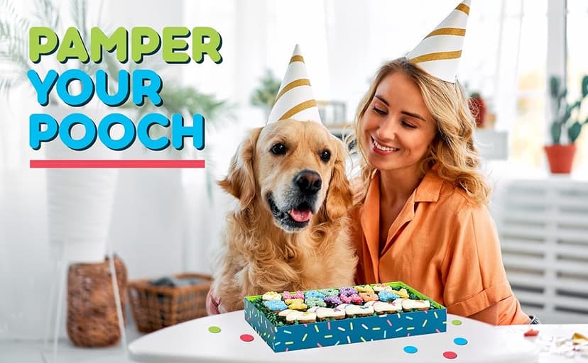 Dog Birthday Cookies - Treats for Dogs at Any Age - Made With Human-Grade Ingredients - Happy Bday Cookies for Boy or Girl Puppy - First Bday Gift - Baked Fresh in USA