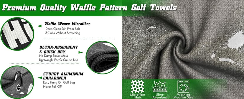 Premium Cleaning Towel for Golf Balls and Clubs; Easy To Attach to Golf Bags for Practice, Tournaments, and Daily Play Lihome Golf Accessories for Men, Funny Golf Towel, Golf Gifts for Men B0GX7CVYCL