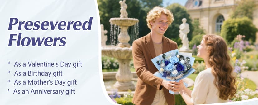 Casaido Preserved Flowers for Delivery, 6 Blue Roses Bouquet, Birthday Gifts for Women, Christmas Rose Gifts for Mom Wife Girlfriend, Forever Real Flowers for Valentines Day Anniversary