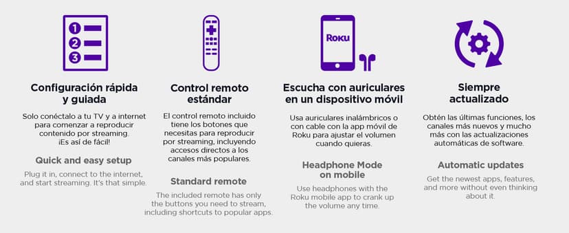 Roku Express Dispositivo de Streaming HD para TV (Spanish Edition) - Con VIX Premium, Control remoto con botones de acceso rápido I Roku Express HD Streaming Device for TV, with VIX Premium Offer