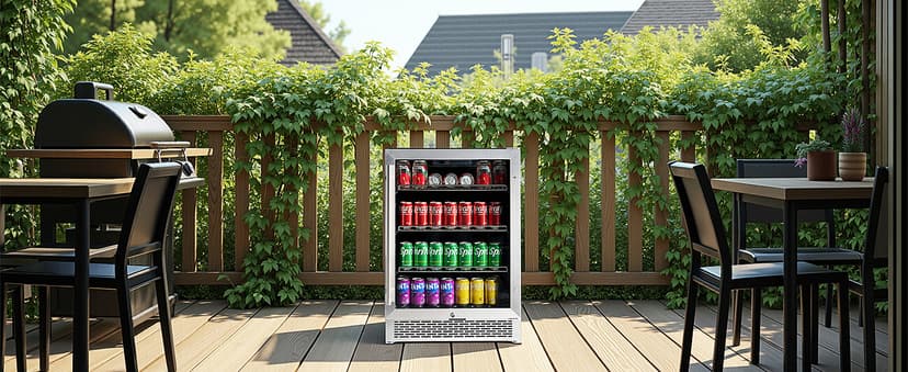 Albott Beverage Refrigerator-24 In fridge with Glass Door, Adjustable Shelves and LED Touch Panel, Under Counter Design for Wine Beer, Built-In or Freestanding Use, 34-64℉