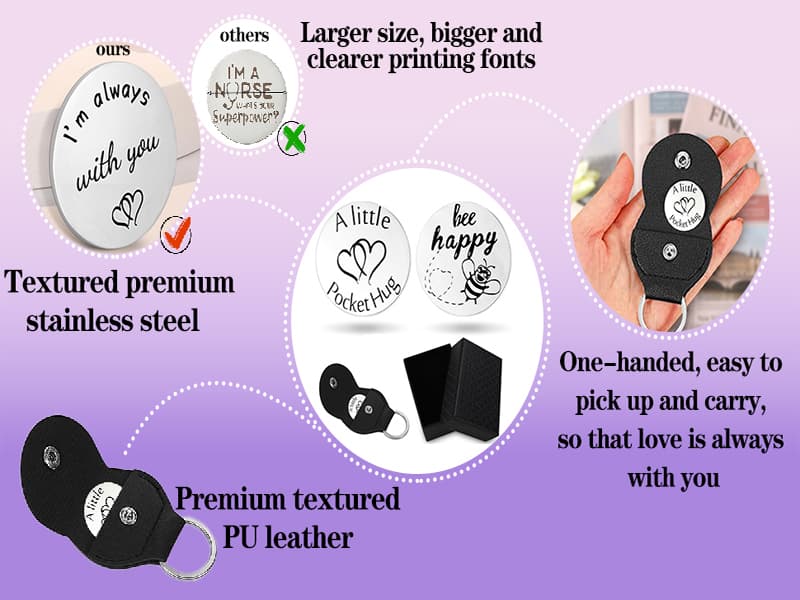 Yiflin Unique Gifts for Women,Men,Friend,Family - Birthday, Christmas, Valentine's Day Gifts - Pocket Hug Token with Keychain