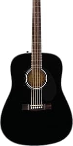 Fender Acoustic Guitar, with 2-Year Warranty, CD-60 Dreadnought V3 Classic Design with Rounded Walnut Fingerboard and Alloy Steel Strings, Glossed Black Finish, Spruce Top, Includes Hard-Shell Case