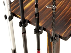 Ghosthorn Fishing Rod Holders for Garage 360 Degree Rotating Fishing Pole Rack, Floor Stand Holds up to 16 Rods Wood Fishing Gear Equipment Storage Organizer, Fishing Gifts for Men Women