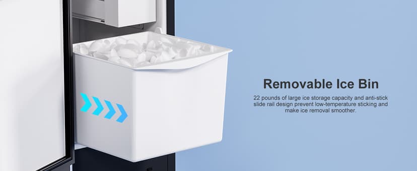 COTLIN 15" W Drainless Under Counter Ice Maker with 22LBS Storage Bin, Crescent Ice, Free Standing Built-in Ice Maker for Residential Commercial Use, No Drain Required, ETL Approved, 2026 Upgraded
