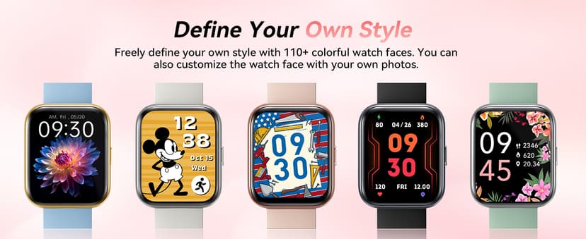 Fitpolo Fitpolo Smart Watches for Women Android iPhone, 1.8'' Women Smartwatch with Alexa Built-in, Bluetooth Calls, IP68 Waterproof, 7 Days Battery, Heart Rate/Sleep/SpO2 Monitor, 110 Sports Mode