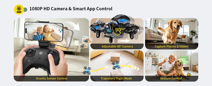Holy Stone Mini FPV Drone with 1080P HD Camera for Kids & Beginners, RC Nano Quadcopter with Optical Flow Hover, Gesture Control, 3D Flips, 3 Batteries, Great Gift Toy for Boys and Girls, HS210P Blue