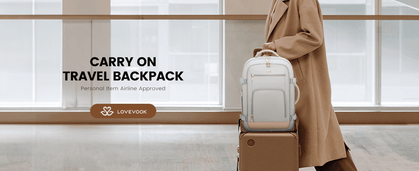 LOVEVOOK Travel Backpack For Women, 40L Carry On Backpack Flight Approved, TSA Personal Item Travel Bag Fits 17 Inch Laptop, Business Weekender Overnight Waterproof Daypack With 2 Cubes, Grey-Pink