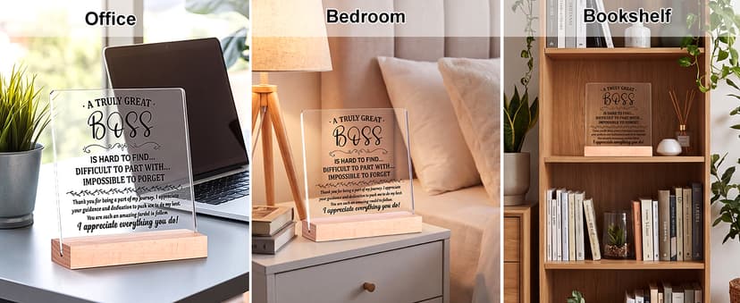 Gifts for Boss Female, Acrylic Plaque Decor Birthday Thank You Gifts for Women Men Office Decor Boss Gifts for Women, 5.5 x 5.9" Acrylic Plaque Gift for Boss Women Man B0H8B3XHLP