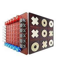 Wooden Board Games, Marble Board Game Original with Dual Sides Fast Track Board Game for 2 to 6 Players, Double Side Marble Game, 6 Colors 30 Marbles Set and 6 Color 6 Dice,Pouch (16" Dark)
