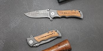 I Love You More Gifts for Him - Engraved Pocket Knife - Valentines Day Gifts for Boyfriend Husband, Anniversary Christmas Gift