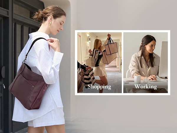 befen Genuine Leather Hobo Crossbody Bags for Women Retro Leather Purses Handbags Shoulder Bag with 2 Shoulder Straps