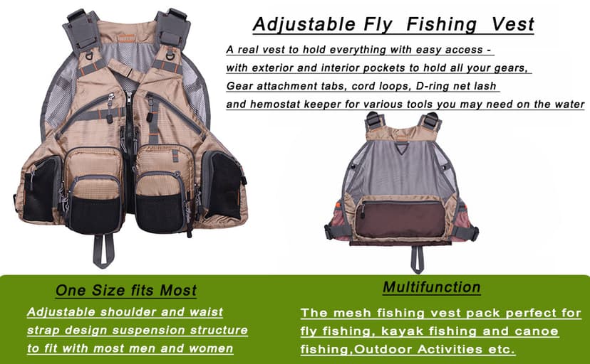 Raprance Fly Fishing Vest Backpack - Adjustable Lightweight and Quick-Dry, with 17 Pocketsfor Trout Bass Saltwate