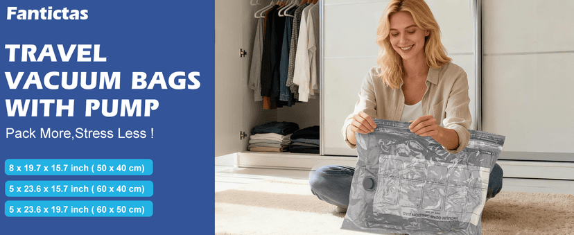 Travel Vacuum Storage Bags with Rechargeable Air Pump, 18 Pack Portable Space Saver Bags, Compression Bags for Clothing, Bedding, Seasonal Storage & Packing Bags for Moving