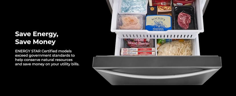 Kenmore 31" Bottom Freezer Refrigerator - Ice Maker, Adjustable Shelving, Crispers Drawers, LED Lighting, ENERGY STAR Certified, 22.3 cu. ft. Capacity, Fingerprint Resistant Stainless Steel