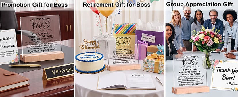 Gifts for Boss Female, Acrylic Plaque Decor Birthday Thank You Gifts for Women Men Office Decor Boss Gifts for Women, 5.5 x 5.9" Acrylic Plaque Gift for Boss Women Man B0H8B3XHLP
