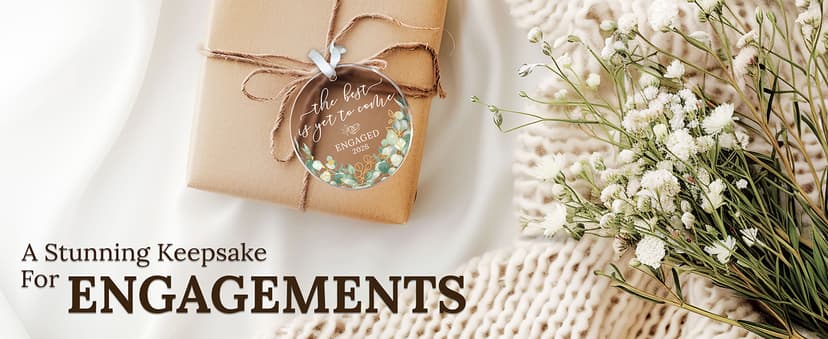 HEXMOZ Engagement Gifts for Couples - Engagement Gift for Newly Engaged Couples, Women, Fiance, Her - Bride to Be Gifts, First Christmas Just Engaged Acrylic Ornament 2025 - Party Decorations