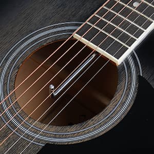 GLARRY Full Size 6 Strings Acoustic Electric Guitar Beginner Kit w/ 15W Amp, Cutaway 41 Inch Electric Acoustic Guitar w/Inbuilt Tuner, Bag, Strap, Picks, Strings, Basswood Guitarra, Distressed Black