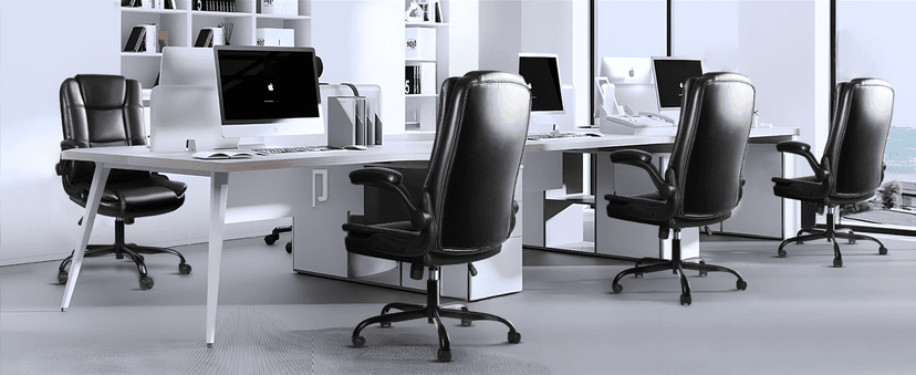 VITESSE Ergonomic Office Chair with Flip-up Armrests, Big and Tall Leather Executive Office Chair, High Back Lumbar Support Home Computer Desk Chair, Heavy and Duty Computer Chair (Black)