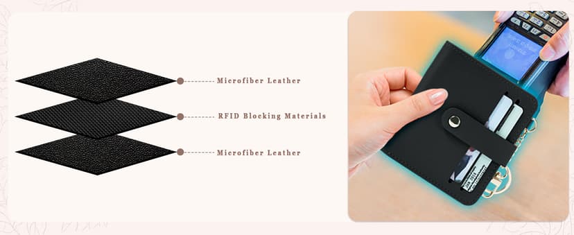 Airkit Small Wallets Woman RFID Blocking Leather Credit Card Holder - with ID Window - Card Wallets for Women - with Zipper Coin Purse - Keychain Wallet