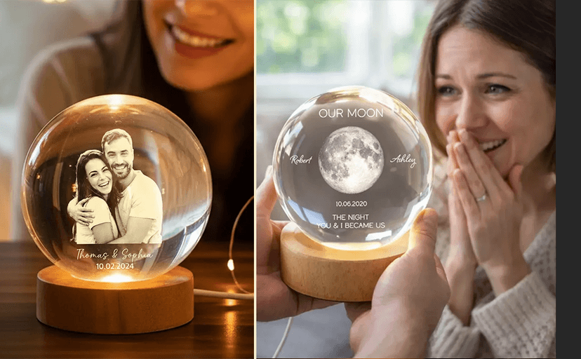 Evamall Personalized Our Moon Crystal Wedding Gift for Couples, Custom Memory Keepsake, Romantic Wedding Valentine’s Day Gift Anniversary for Boyfriend Girlfriend Wife Husband B0GQG78RNW