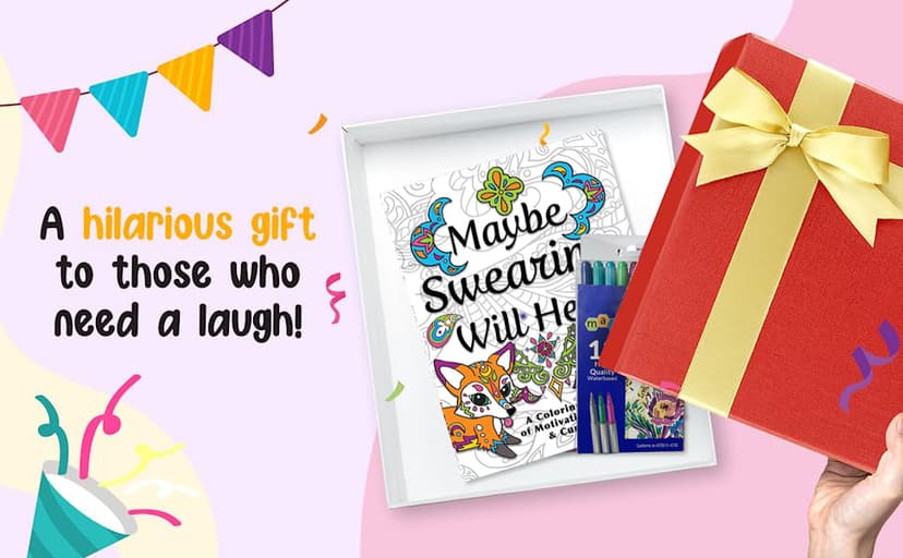 Maybe Swearing Will Help Adult Coloring Book Set - for Adults Relaxation with Markers in a Case - Motivational Swear Word Anxiety Relief - Color Cuss & Laugh Your Way to Less Stress