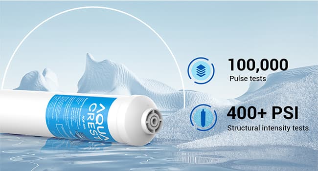 AQUA CREST INL 5 Years Inline Water Filter for Ice Maker with 1/4-Inch Direct Connect Fittings, Idea for Ice Maker, Refrigerator, RV, Inline Refrigerator Water Filter Reduces Chlorine, Taste& Odor