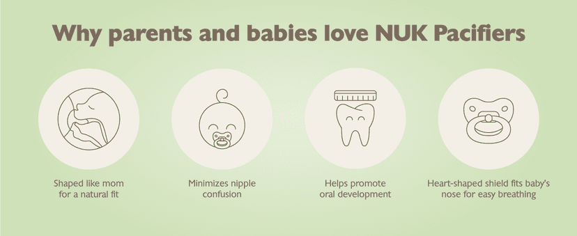 NUK Timeless Comfy Pacifier | 100% Silicone, One-Piece Design | BPA-Free, Gentle on Baby’s Skin | 5-Pack, for 0-6M