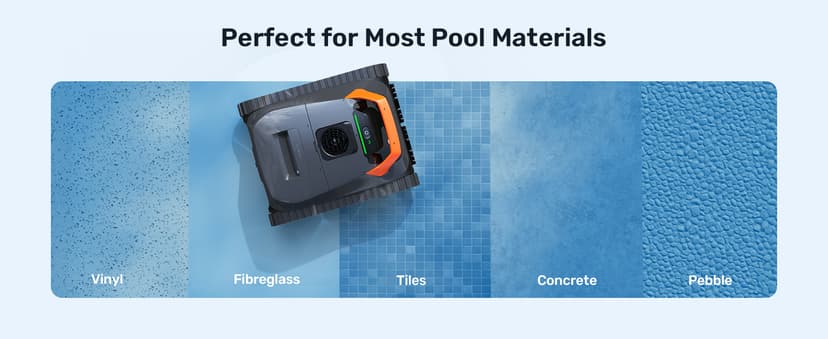 Gosvor LiteVac G1 Pool Vacuum, Wall & Waterline Cleaning, Double Filtration, 150-Min Battery Life for Smart Mode, 200-Min Battery Life for ECO Mode, Smart Navigation, with APP, Orange
