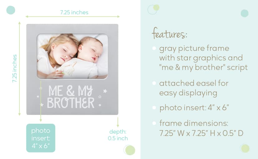 Tiny Ideas Me and My Brother Picture Frame, Christmas Photo Picture Frame, Sibling Keepsake, Ideal Big Brother Gift, Shower Gift and Gender Neutral Nursery Decor, Gray