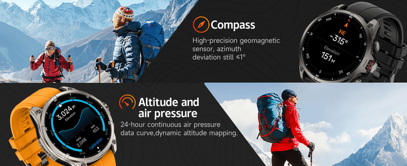 afoloery GPS Running Watch and Outdoor Smartwatch, AMOLED Display, Built-in LED Flashlight,Multisport GPS Smartwatch,5ATM Waterproof,Fitness Tracker up to 15 Days of Battery