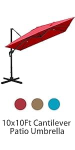 Sunnyglade 7.5' Patio Umbrella Outdoor Table Market Umbrella with Push Button Tilt/Crank, 6 Ribs (Tan)