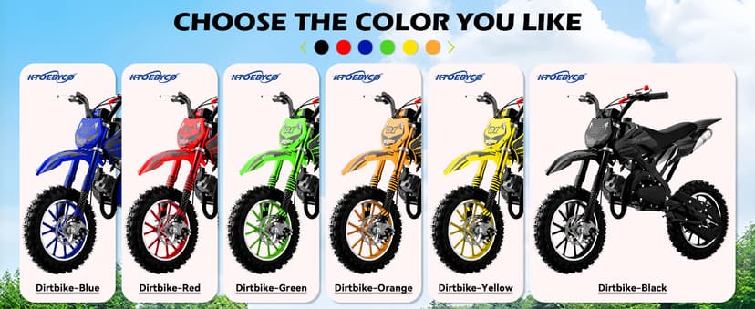 50cc Kids Dirt Bike, 2-Stroke Gas Powered Mini Motorcycle Up to 40MPH, Off-Road Dirt Bike for Kids 8-14 with Front Rear Disc Brakes, Double Shock Absorption (Black)