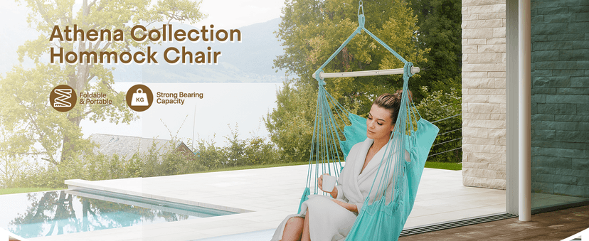 Athena Collection Hammock Chair Hanging Rope Swing Chair with 2 Cushions, Max 350 Lbs, Hanging Macrame Chair with Anti-Slip Grooves Spreader Bar and Pocket for Outdoor Indoor Patio Yard, Green