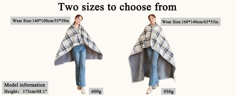 forestfish Fleece Wearable Blanket Oversized, Comfy Lightweight Lap Blanket Poncho Throw With Buttons, 63“x 55” (Grey-white, Medium(55”x39”)) B07Y87KBYS