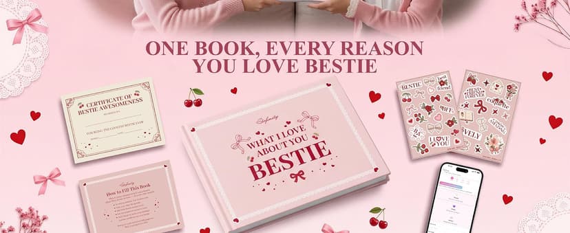 Customized Bestie Book, Friendship Gifts For Women Birthday, Personalized Christmas Gift for Best Friends What I Love About You Bestie Gifts, Fill In The Blank Book For Best Friends B0GTTKBPBX