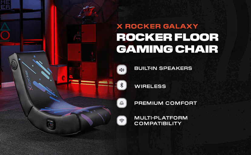 X Rocker Video Gaming Floor Rocker Chair, Built-in Audio, Foldable, for Gamers, Bedroom, or Game Room for Boys, Girls, Teens 5-17, Gifts for Gamers