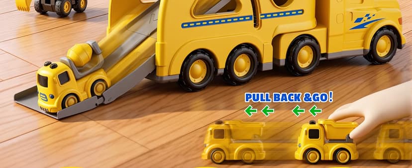 Transport Carrier Vehicle Toddler Toy with Light & Music, Excavator Dump Truck Bus Kids Gift for Boys and Girls (Yellow) Funwee 7-in-1 Construction Truck Toy w/ 6 Pull Back Cars & Track, Ages 1-5+ B0H9RSRFL7