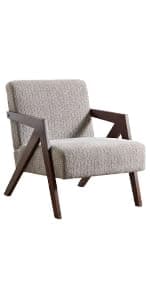 INZOY Mid Century Modern Chair with Wood Frame, Upholstered Armchair with Waist Cushion, Accent Chair for Living Room Bedroom Apartment, Easy Assembly, Beige