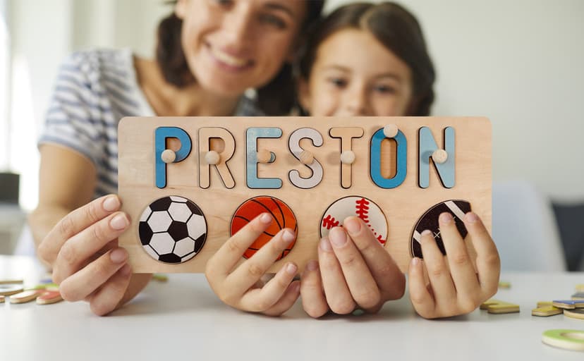 Personalized Wooden Name Puzzles for Toddlers 1-3 | Custom Wooden Name Puzzle for Easter Basket Stuffers for Toddler | Customized Baby Gifts for Boys Girls First Birthday B0CRP7NTR5