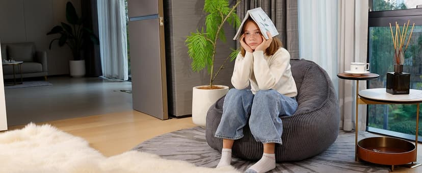 Bean Bag Chair, Cozy Fluffy Beanbag Chairs with Filler for Teens and Kids, Floor Lazy Sofa for Living Room Gaming & Reading (M-Charcoal)