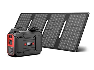 Solar Powered Generator 200W Peak/100W Rated, Portable Solar Generator Power Station with Solar Panels 40W Included, 146Wh Solar Power Bank with AC Outlet 110V for Home Use Camping Outdoor Adventure