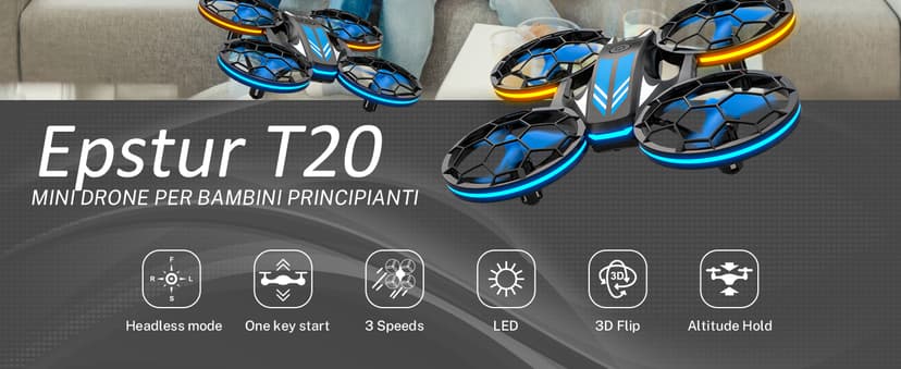 Drones - RC Drone with Auto Hovering and Headless Mode, Quadcopter with LED Light, Propeller Full Protect, 3D Flips, 3 Batteries, Remote Control, Best Gifts