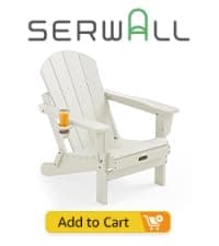 SERWALL Folding Adirondack Chair Set of 2, All Weather Patio Chair with Wood Texture, Fire Pit Chairs for Outdoor - White