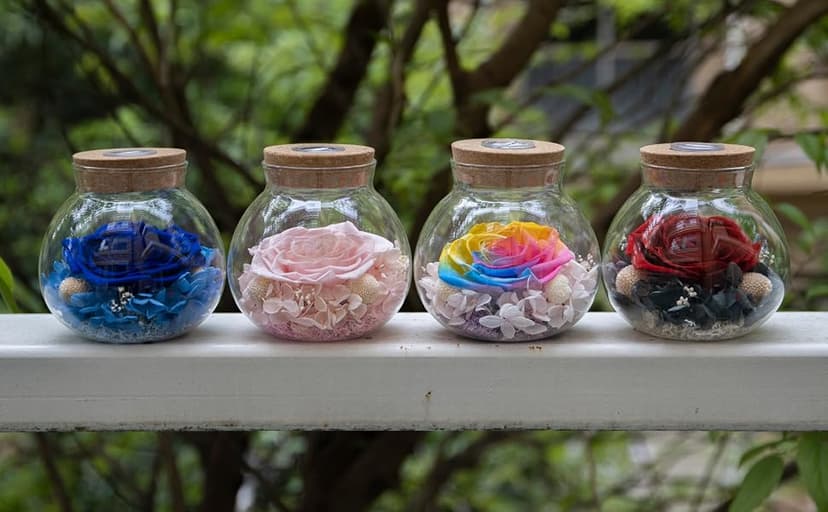 Preserved Real Roses with Colorful Mood Light Wishing Bottle, Eternal Rose,Never Withered Flowers, Table Decor,Christmas Anniversary Valentine's, Blue 4.3inch, 1pcs B07DT2GBT2