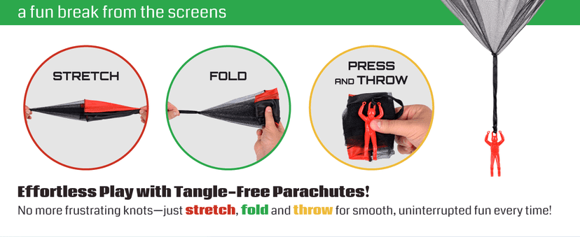 NUTTY TOYS Parachute Toys for Kids - Tangle Free Outdoor Flying Parachute Men, Top Indoor & Outside, 3 4 5 6 7 8 9 10 11 12 Year Old, Best Christmas Stocking Stuffers Idea 2025 Unique Boy & Girl Gifts