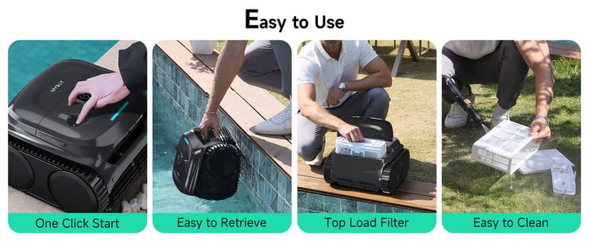 WYBOT C2 Cordless Robotic Pool Cleaner, Pool Vacuum Robot for Inground Pools with Dual Filter, Lasts 180 Mins, Wall & Waterline Cleaning, Smart Weekly Timer, OTA Upgarded (Dark Black)