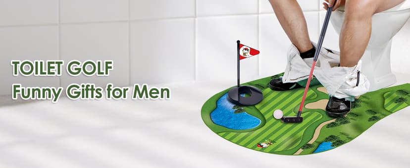Toilet Golf, Toilet Golf Game Mini Golf - Gag Gifts for Men - Funny Dad Gifts, Funny Gifts for Men Boyfriend Brother, White Elephant Gifts for Adults