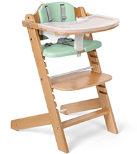 Cowiewie 3-in-1 Convertible Natural Wooden High Chair for Babies & Toddlers 3-Tier Remove & 2 Adjustable Wood Tray & 8 Levels Adjustable, 2 Waterproof Cozy Cushions Grey