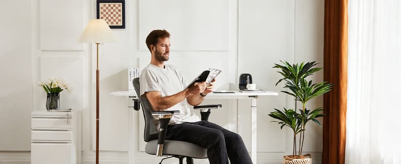 Sweetcrispy Big and Tall Office Desk Chair with Lumbar Support, 500lbs Heavy Duty Mesh Ergonomic Computer Chair with 4D Armrest and Wide Comfy Seat, 360° Swivel Wheels for Adult, Grey